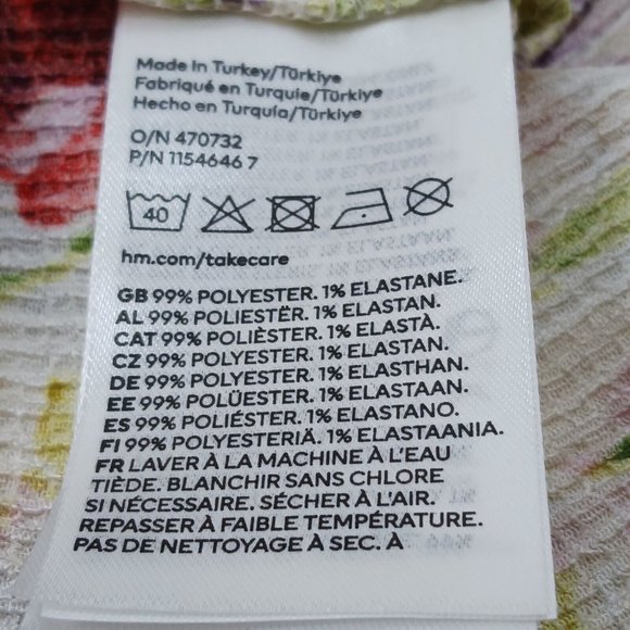 NEW H&M Floral Pleet Dress Size XXL Mini Short Cold Shoulder Ivory Floral - Picture 11 of 15